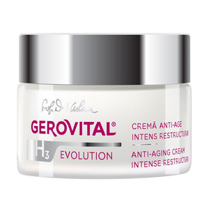 Gerovital H3 Evolution anti-aging cream jar on a white background