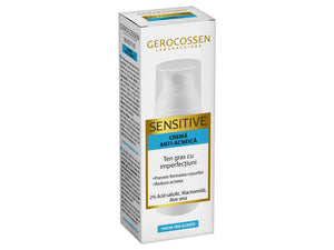 Gerocossen Sensitive Anti-Acne Cream for oily skin with imperfections, featuring salicylic acid and aloe vera