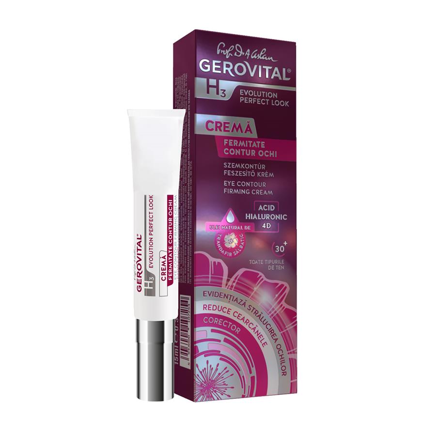 Eye contour firming cream with Hyaluronic Acid 4D for lifting and toning - Gerovital H3 Evolution Perfect Look