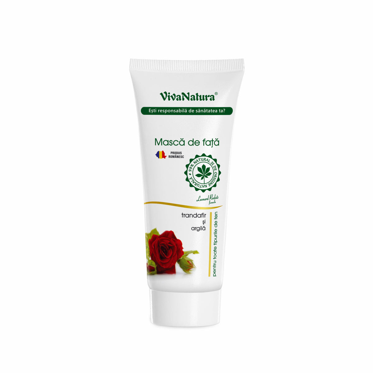 VivaNatura Rose & Active Clay Facial Mask, 75 ml