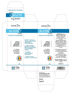 Dermatitis cream packaging with 'ALFOR-T' branding on a white background