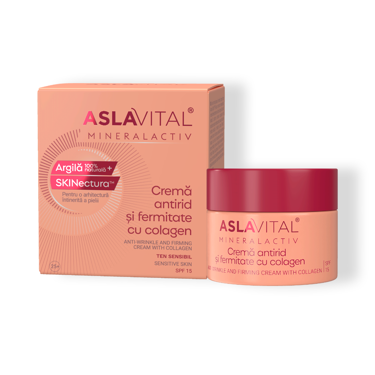 Anti-Wrinkle & Firming Cream with Collagen & SPF 15 - Aslavital Mineralactiv - 50 ml