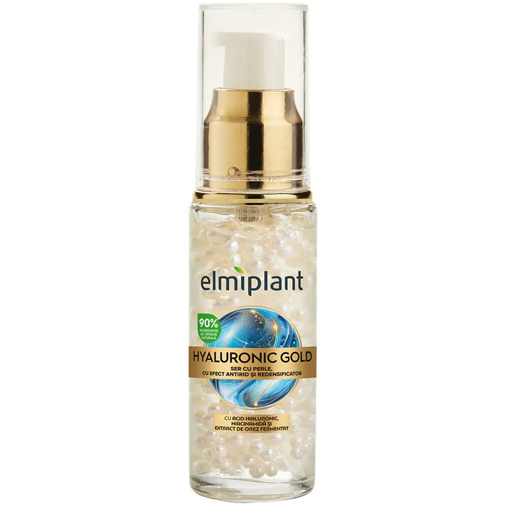 Ser facial antirid și redensificant cu perle, aur hialuronic, Elmiplant, 30 ml