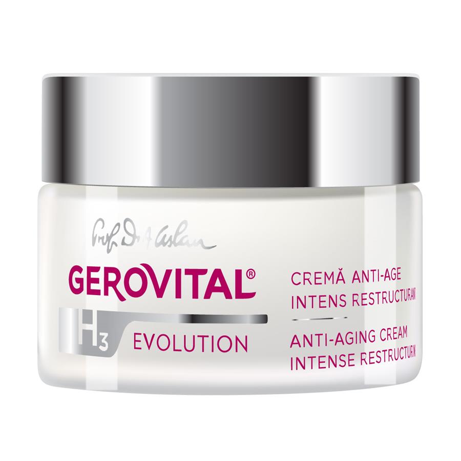 Gerovital H3 Evolution anti-aging cream jar on a white background