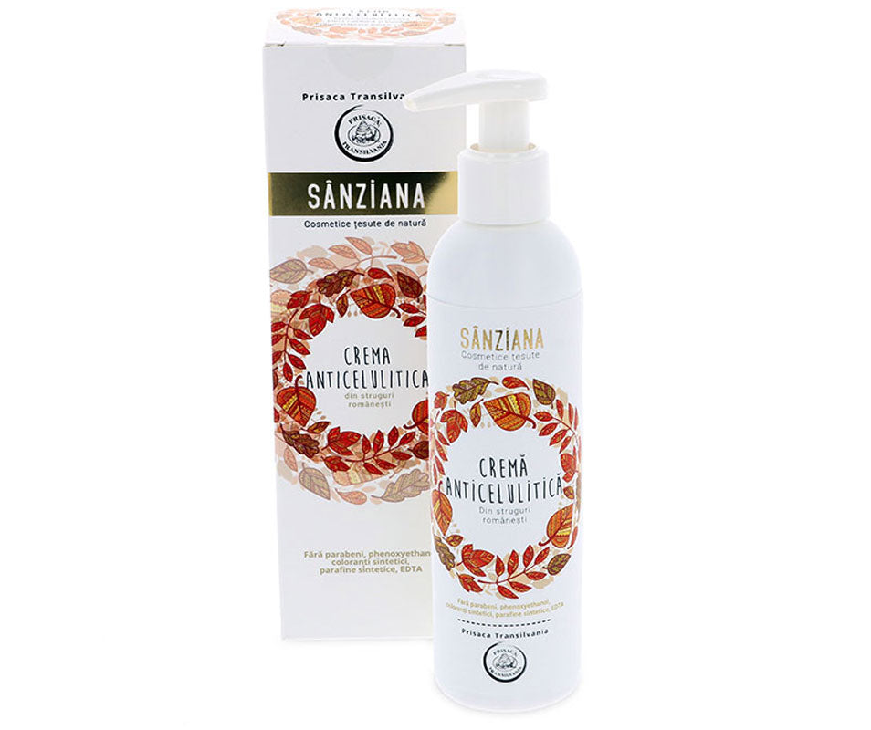 Anti-cellulite cream - "Sanziana" with Romanian Grapes and rich in natural antioxidants - Prisaca Transilvania - 200 ml
