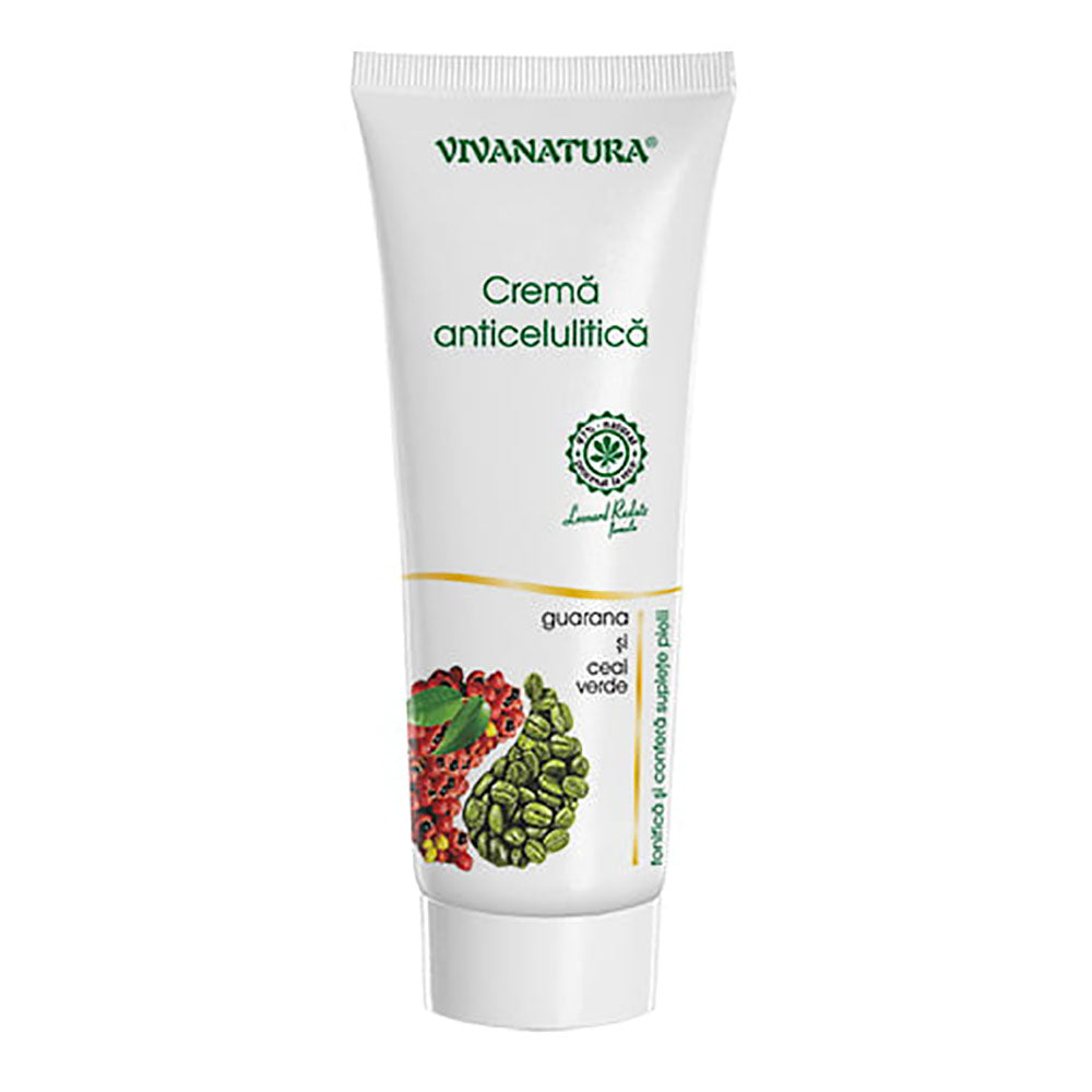 Anti-cellulite cream with guarana and green tea, with 98% natural ingredients - VivaNatura - 250 ml