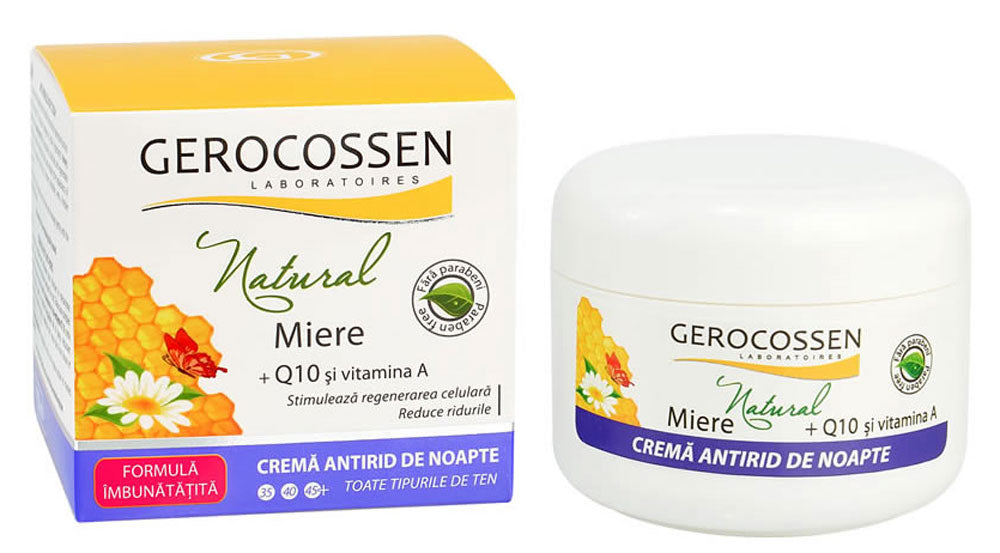 Cremă de noapte antirid cu miere, coenzima Q10 și vitamina A - Natural Miere Gerocossen - 100 ml