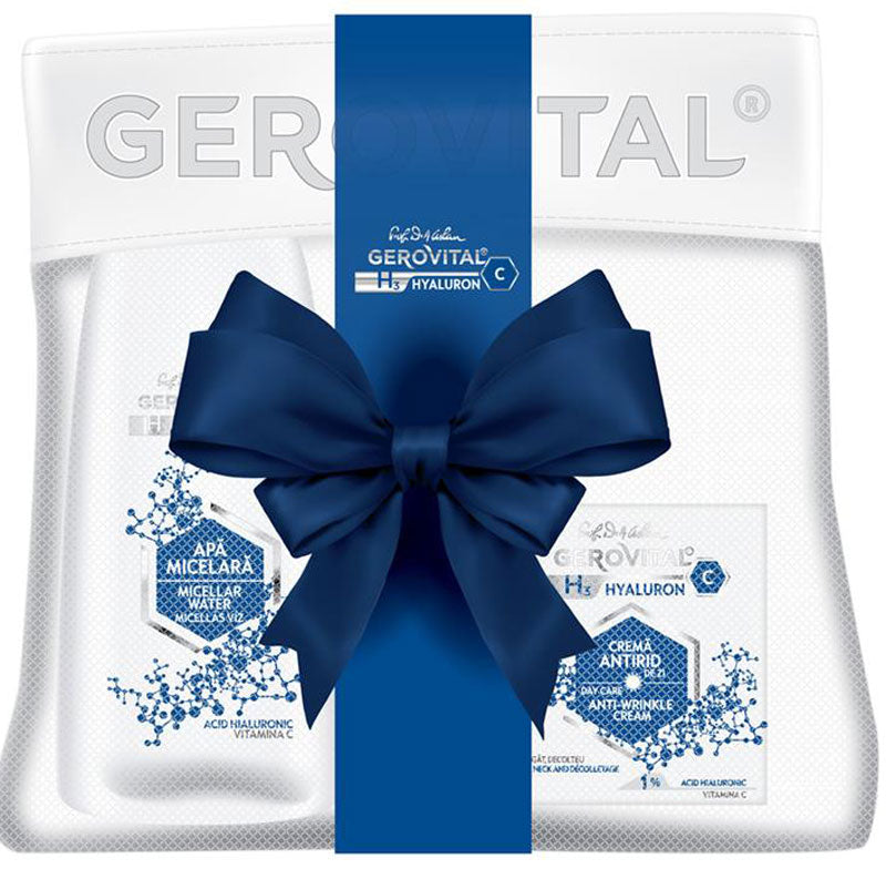Anti-wrinkle cream day care + Micellar Water | Gift Pack | Gerovital H3 Hyaluron C - 50 ml | 400 ml