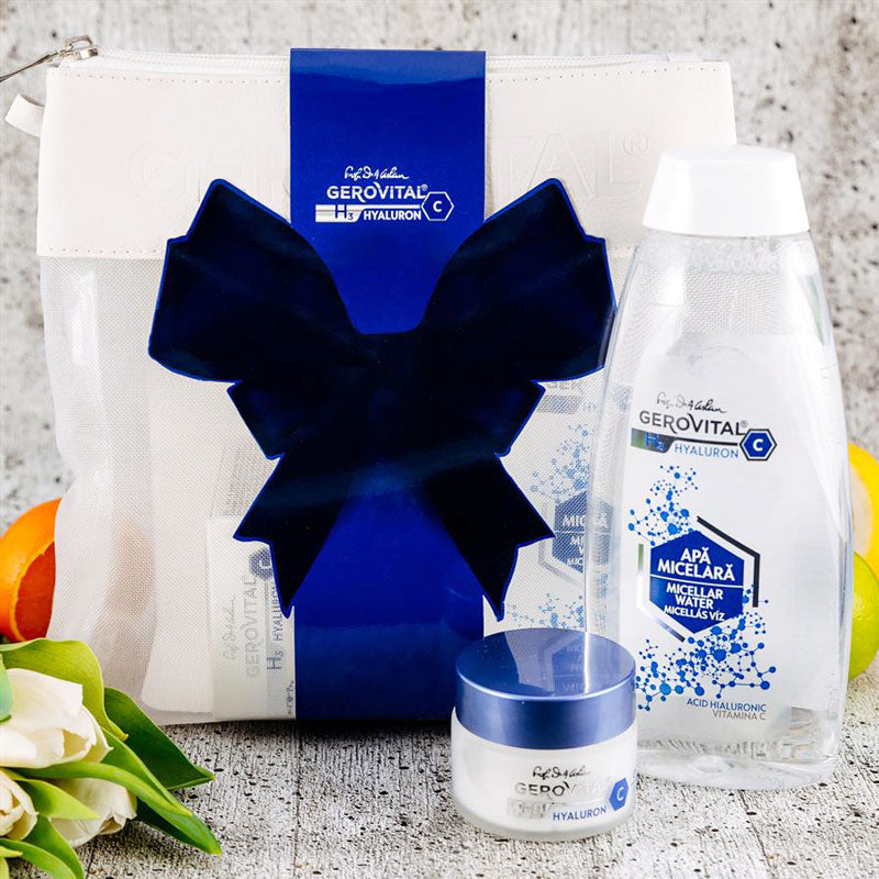 Anti-wrinkle cream day care + Micellar Water | Gift Pack | Gerovital H3 Hyaluron C - 50 ml | 400 ml