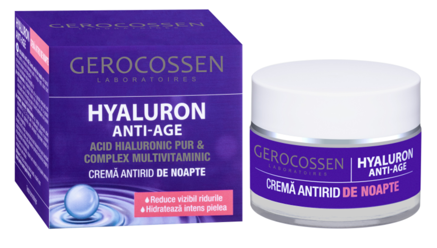 Gerocossen Crema de noapte Antirid 35+, Hyaluron Anti-Age - Promo 2+1 Gratuit