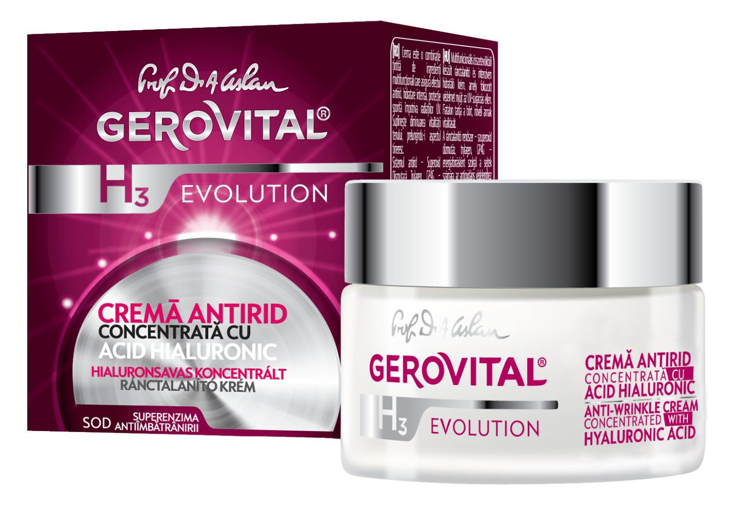 Cremă antirid concentrată cu acid hialuronic 3% - Gerovital H3 Evolution - 50 ml