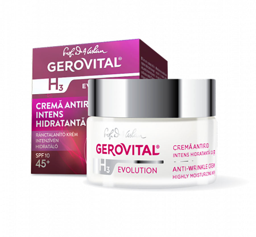 Cremă antirid hidratantă 45+ SPF 10 - Gerovital H3 Evolution - 50 ml