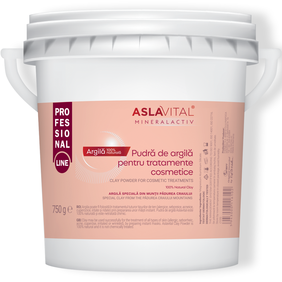 Aslavital Natural Clay Powder detoxifies, heals, and revitalizes all skin types, 750 g
