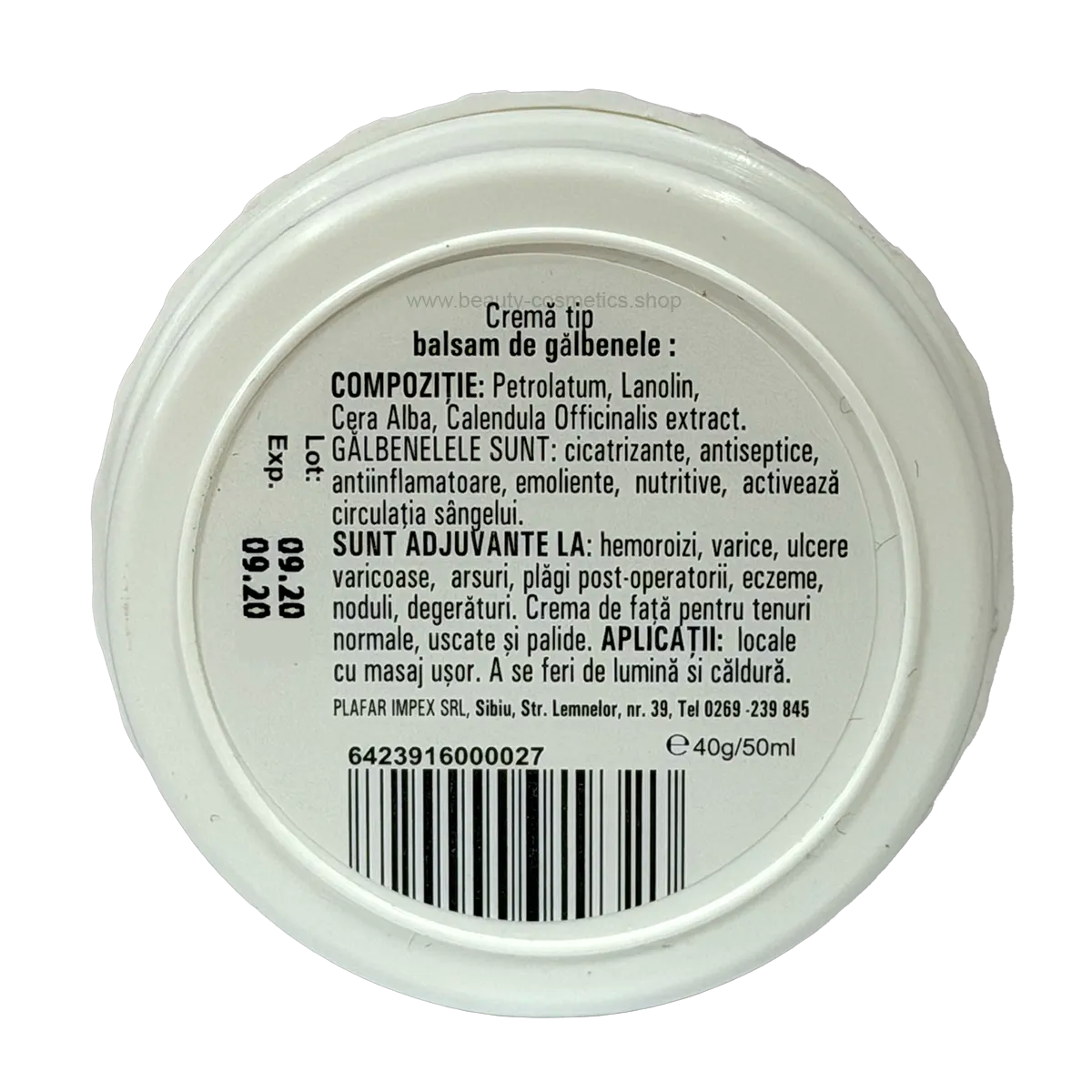 Cremă tip balsam cu extract de gălbenele – Ceta Sibiu, 40 g