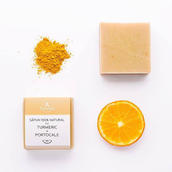 Bar soap with Turmeric and Orange, 100% natural - Trio Verde - 110 gr