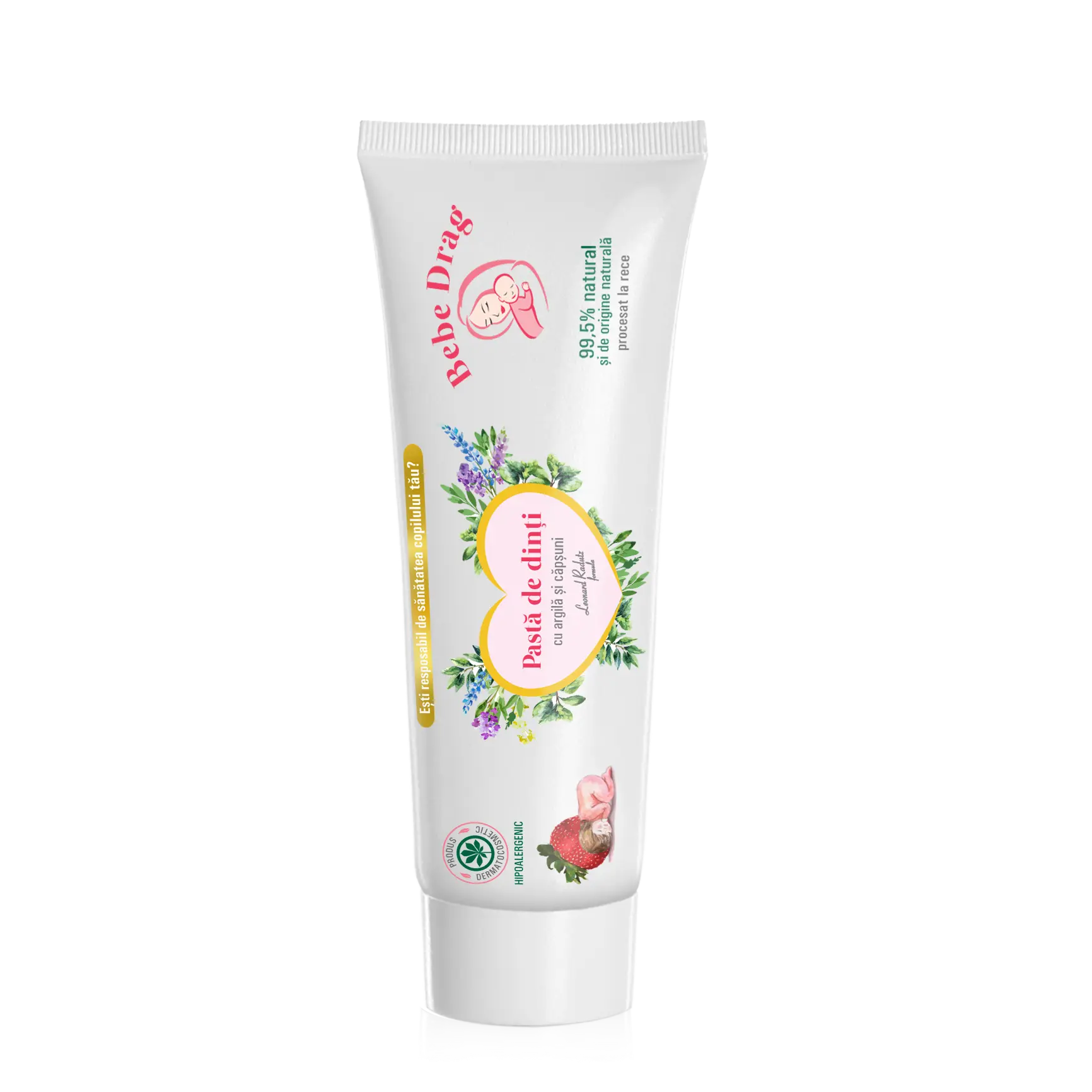 Bebe Drag Strawberry & Clay Toothpaste, For babies from 1 year, Bebe Drag, VivaNatura, 50ml