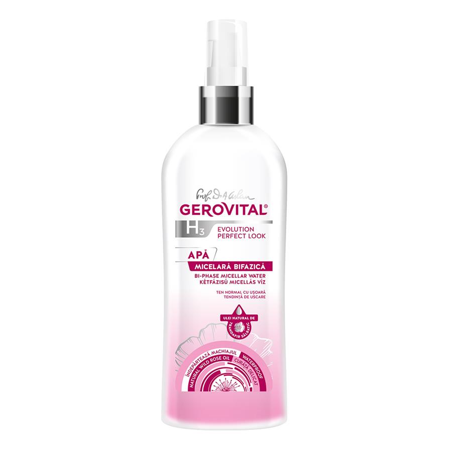 Bi-Phase Micellar Water, Waterproof Makeup Remover, Gerovital H3 Evolution Perfect Look