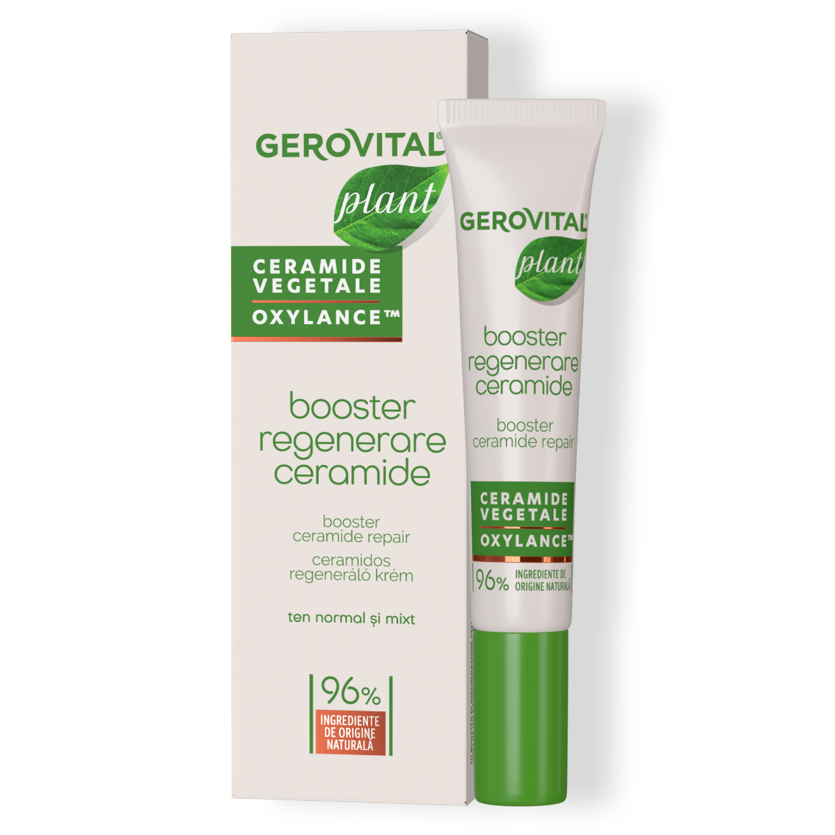Booster Ceramide Repair fluid cream, for normal-mixed skin, Gerovital Plant, 15 ml