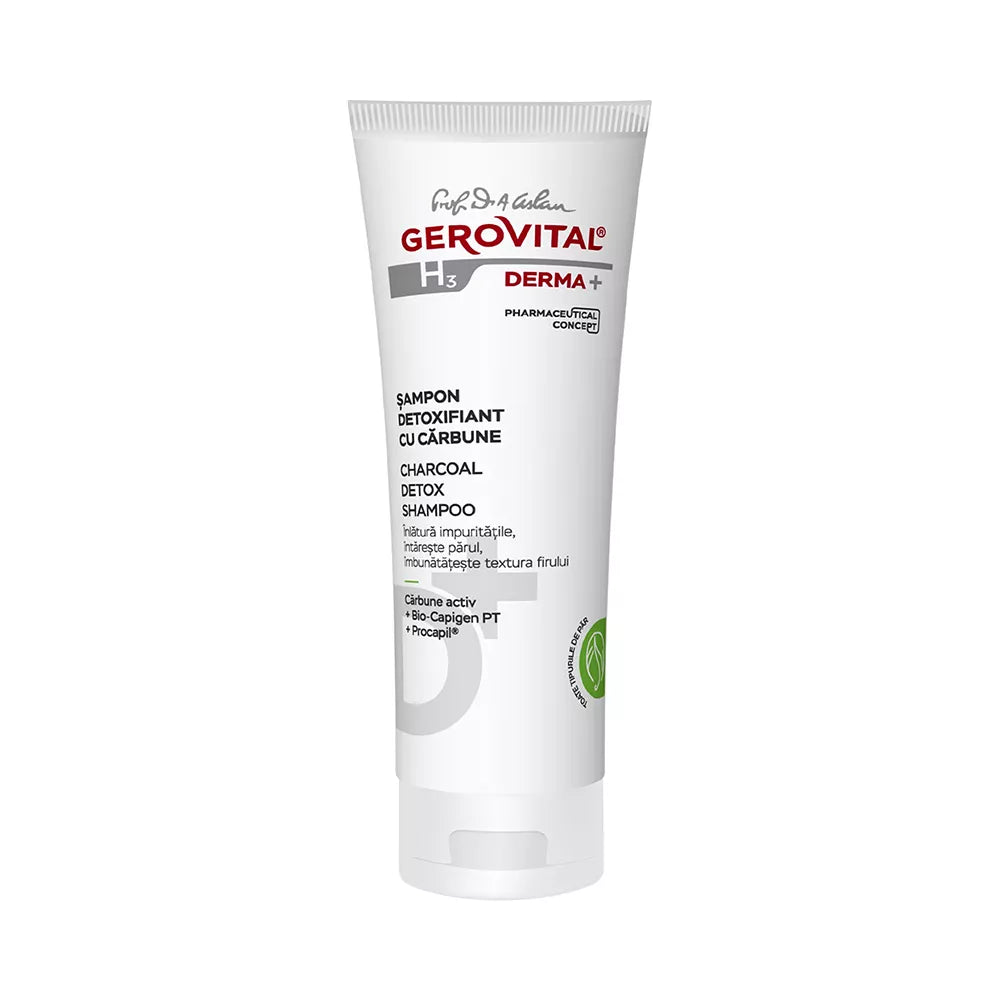 Charcoal Detox Shampoo for all hair types - Gerovital H3 Derma+ | 200 ml