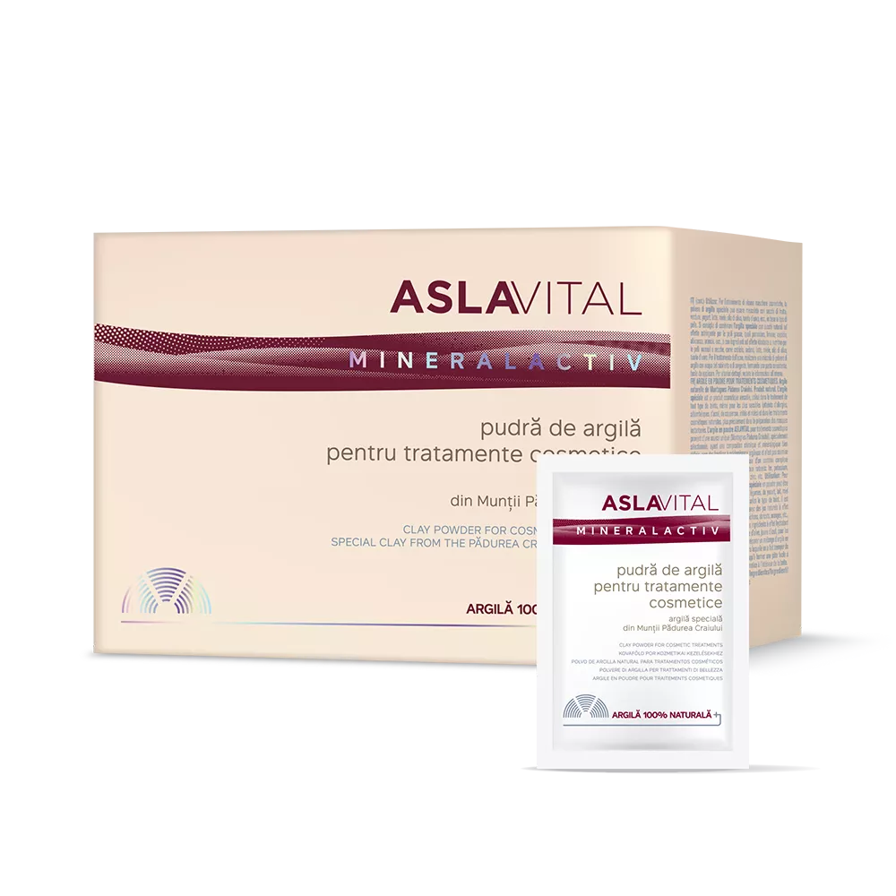 Pudră de argilă pentru tratamente cosmetice - Aslavital Mineralactiv - 10 x 20 g