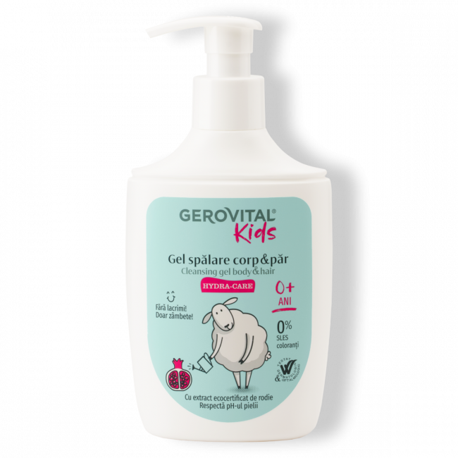Cleansing gel body & hair, 0% SLES, 0% Dyes, age 0+ Gerovital Kids - 300ml