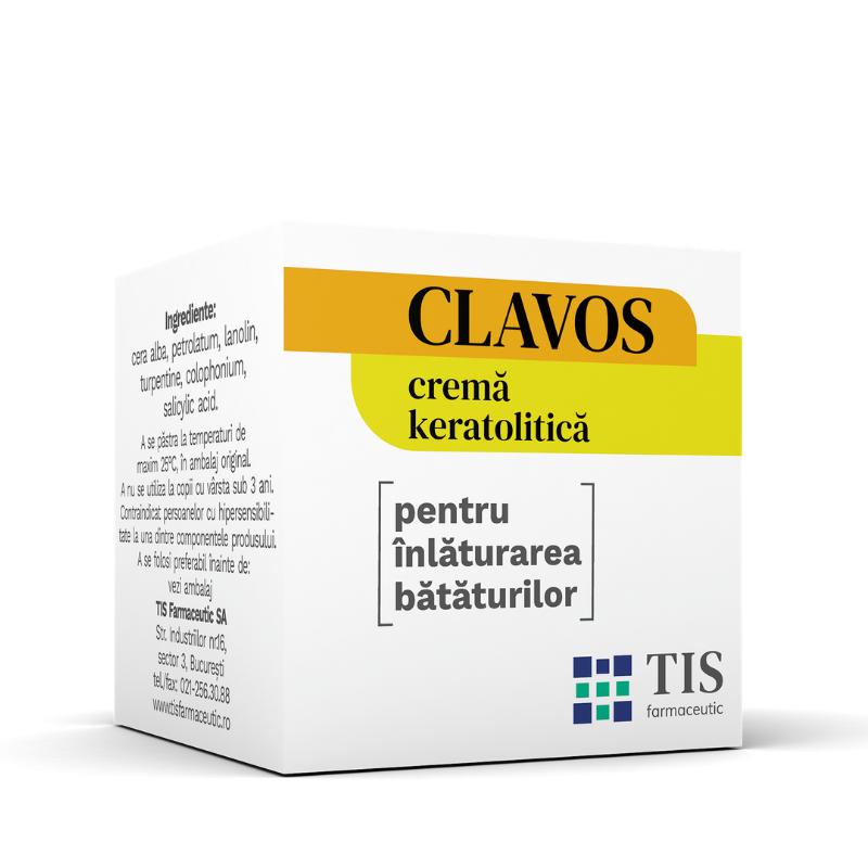 Calluses removal Keratolytic cream, Clavos - Tis Farmaceutic - 4 g