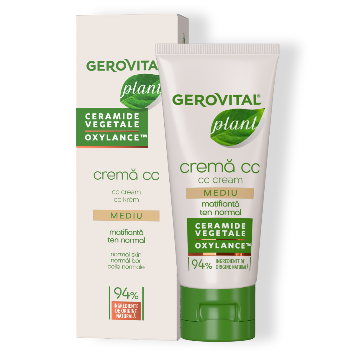 Cream CC Medium Matifying, Vegetable Ceramides + Oxylance™ - Gerovital Plant - 30 ml