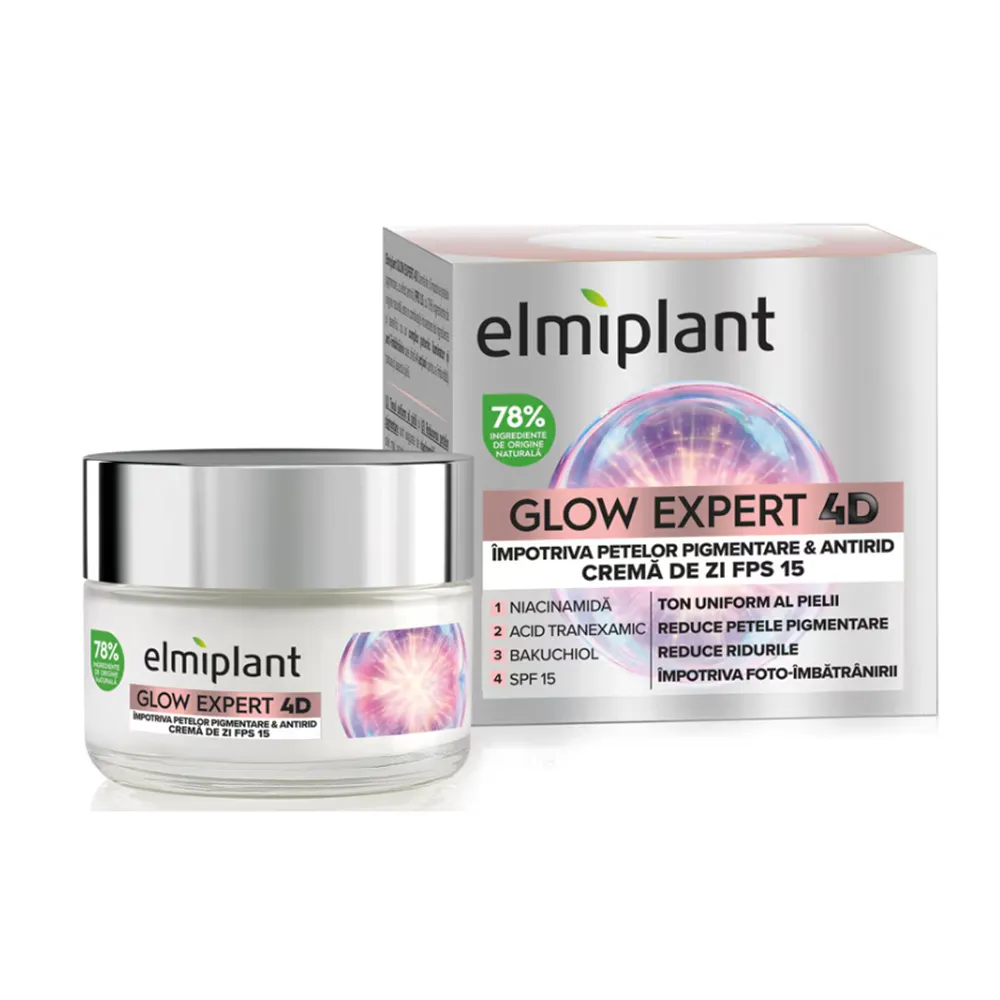 Elmiplant Glow Expert 4D Day Cream SPF 15 – Even Tone, Anti-Spot & Anti-Wrinkle Skincare (50 ml)