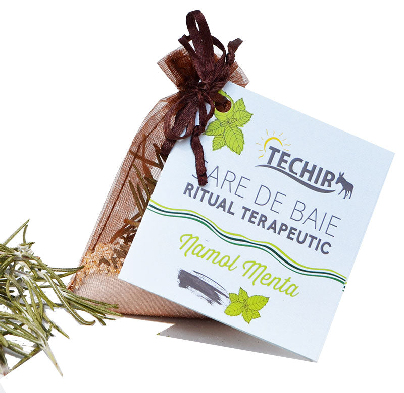 Epsom-Badesalz mit Minze und Schlamm – wohltuende Wellnessbehandlung – Techir – 63 g