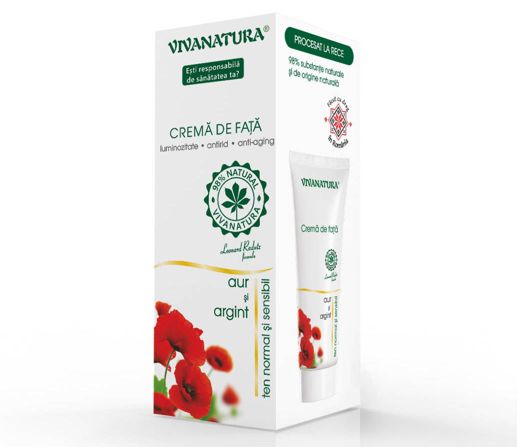 Face Cream With Silver And Colloidal Gold for normal and sensitive skin - VIVA NATURA - 75 ml