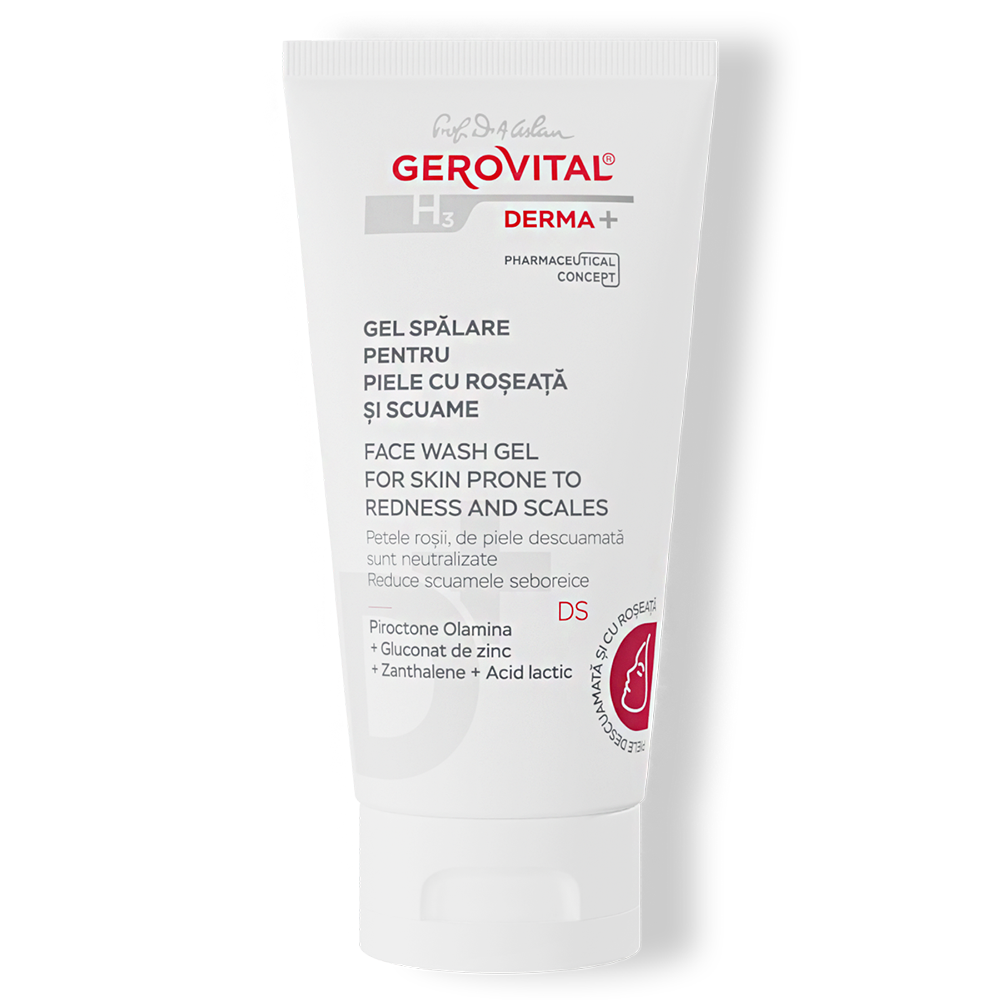 Face Wash Gel Facial Cleanser for skin prone to redness and scales - Gerovital H3 Derma+ | 150 ml