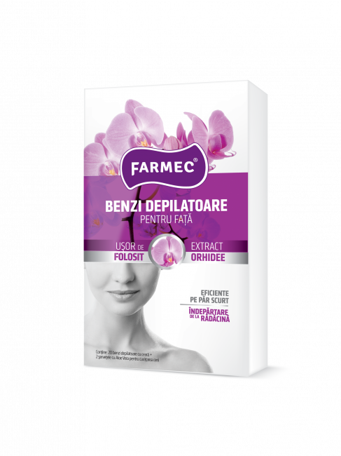 Facial Hair Removal Strips, Farmec, 20 (10x2) wax strips