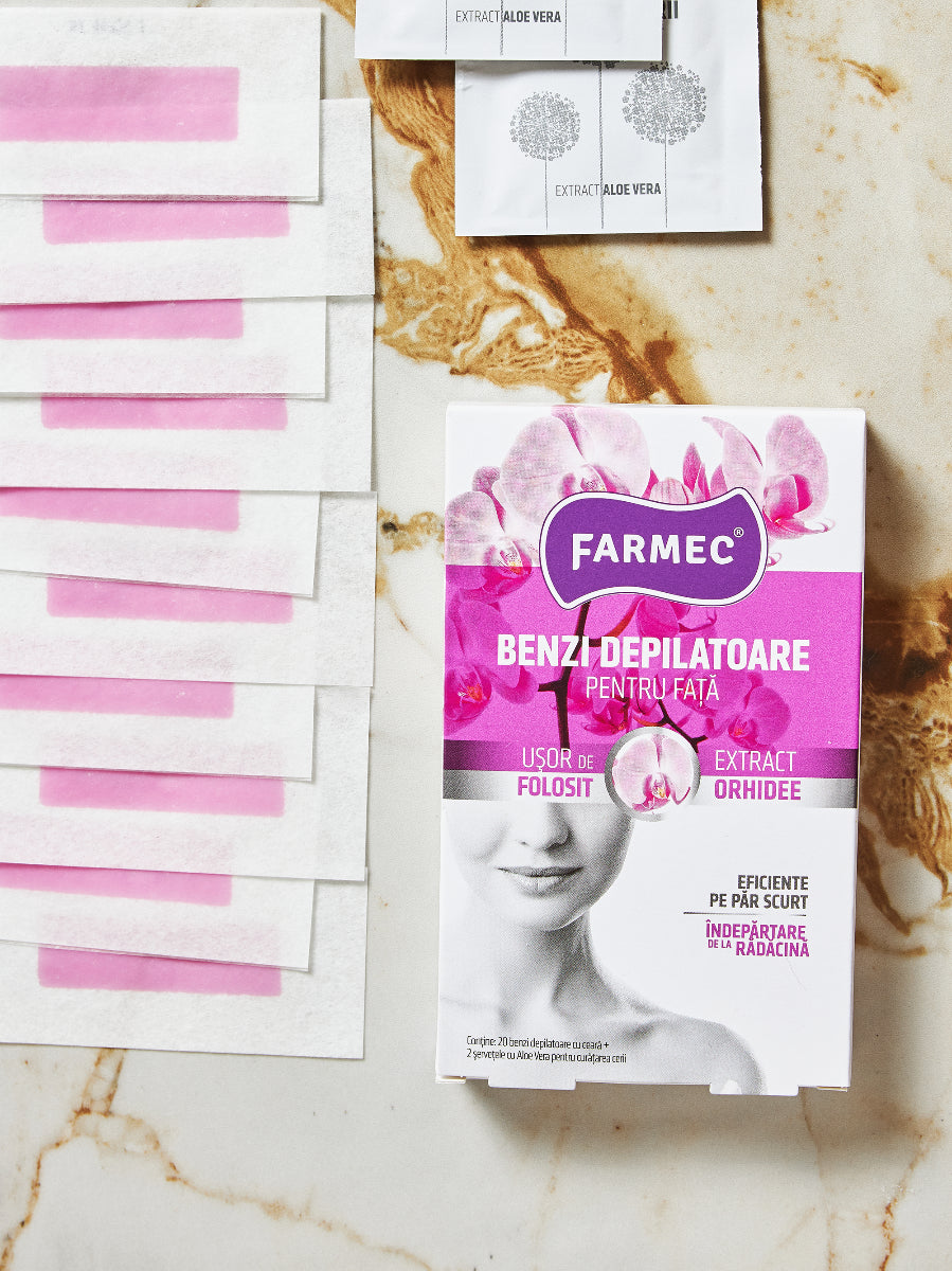 Facial Hair Removal Strips, Farmec, 20 (10x2) wax strips