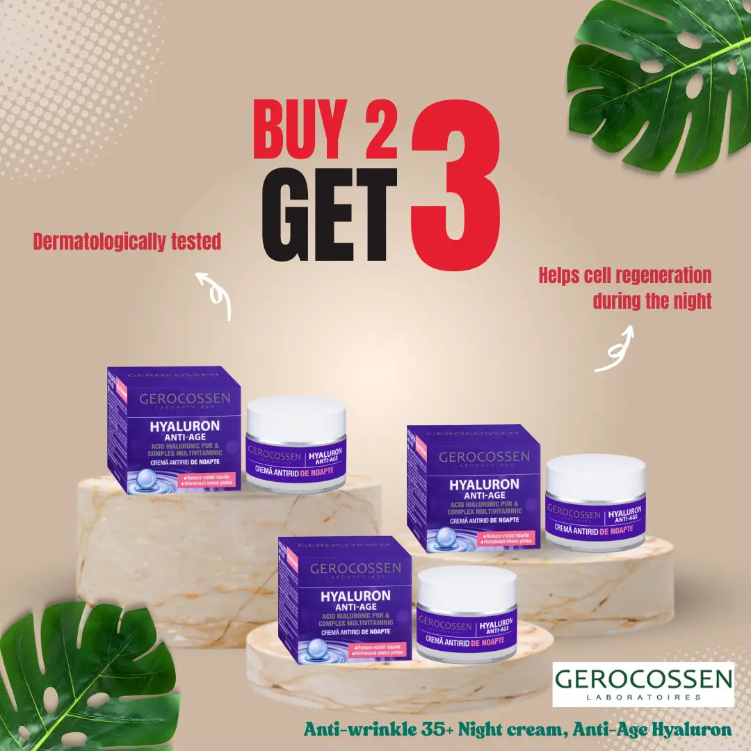 Gerocossen Crema de noapte Antirid 35+, Hyaluron Anti-Age - Promo 2+1 Gratuit