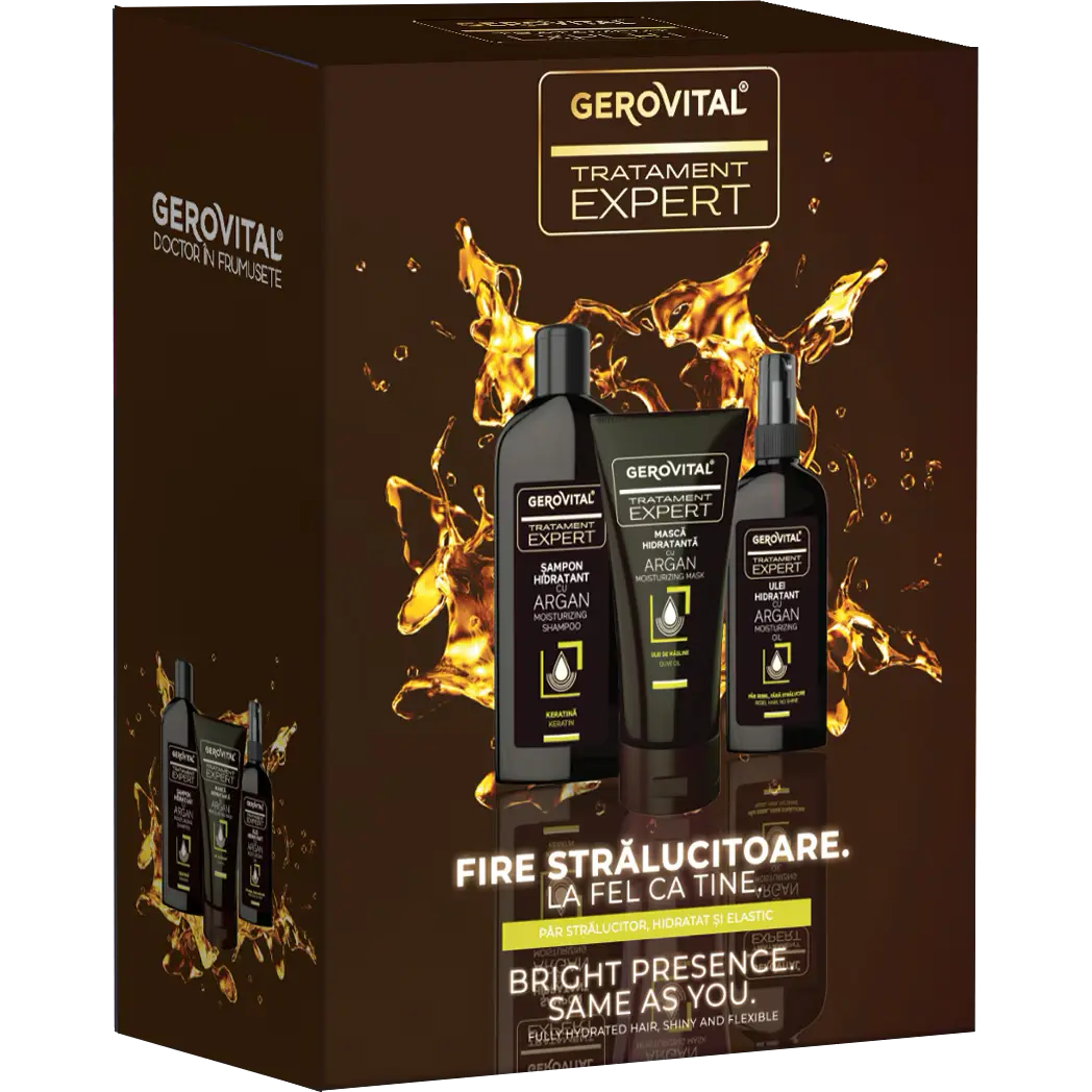 Gerovital Argan Hair Care Set – Hydration, Repair & Shine, 250ml + 150ml + 100ml
