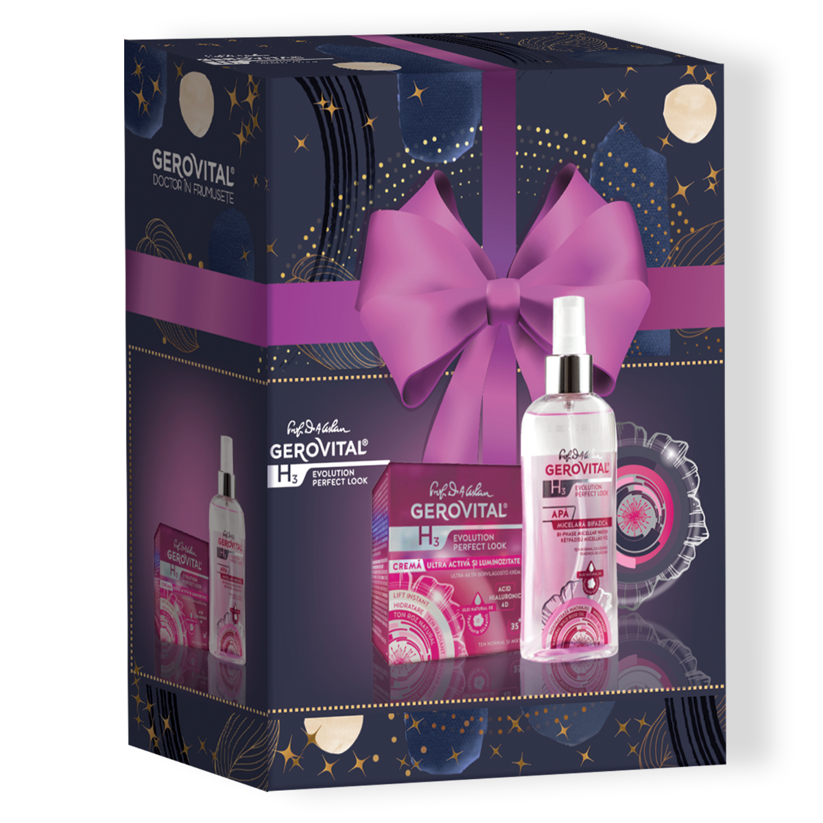 Gerovital H3 Evolution Perfect Look Gift Set – Radiance, Firmness & Deep Cleansing, 150 ml, 50 ml