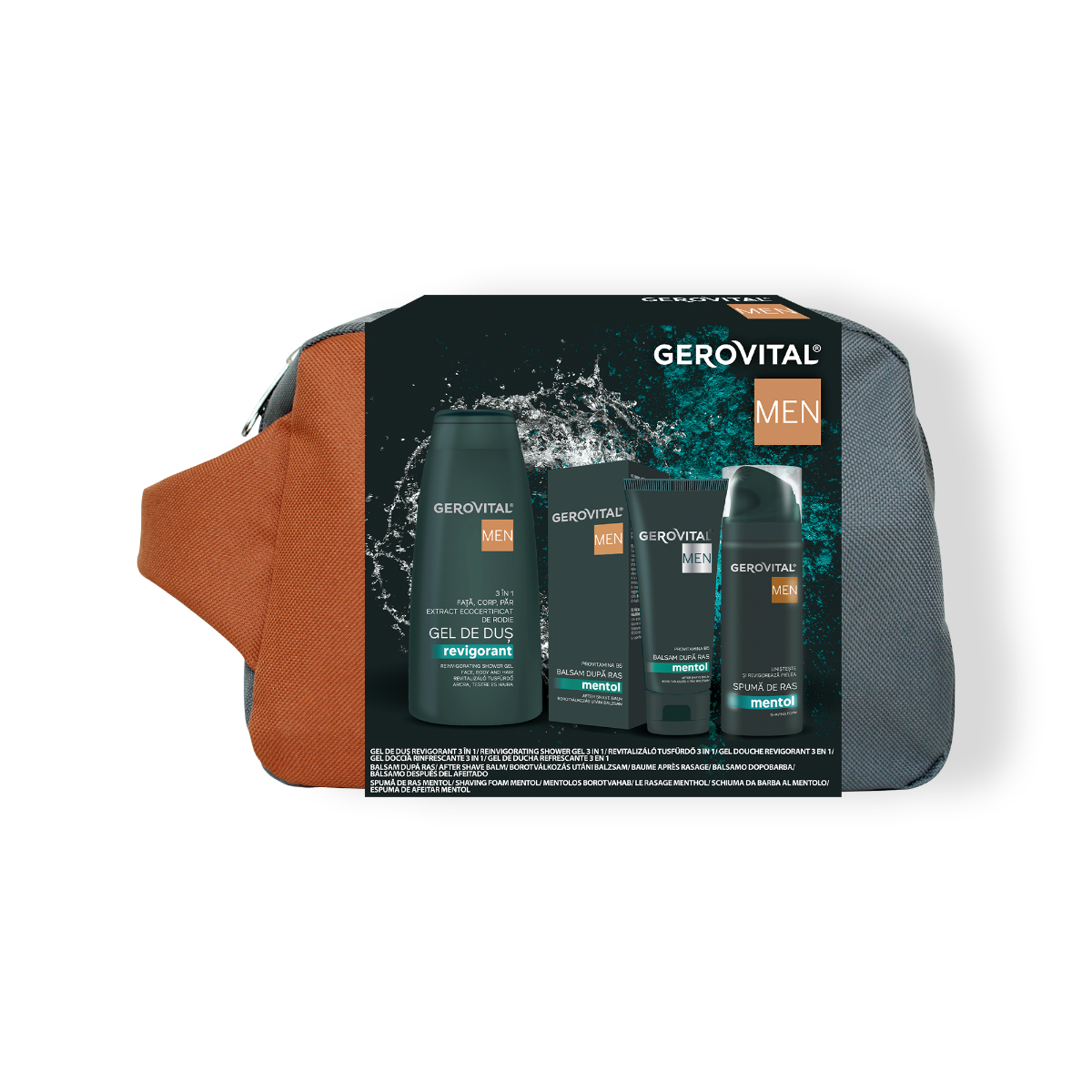 Gerovital Men Gift Set: Refreshing Care for Every Modern Man (Shower Gel, Shaving Foam, After-Shave Balm), 400/200/100 ml