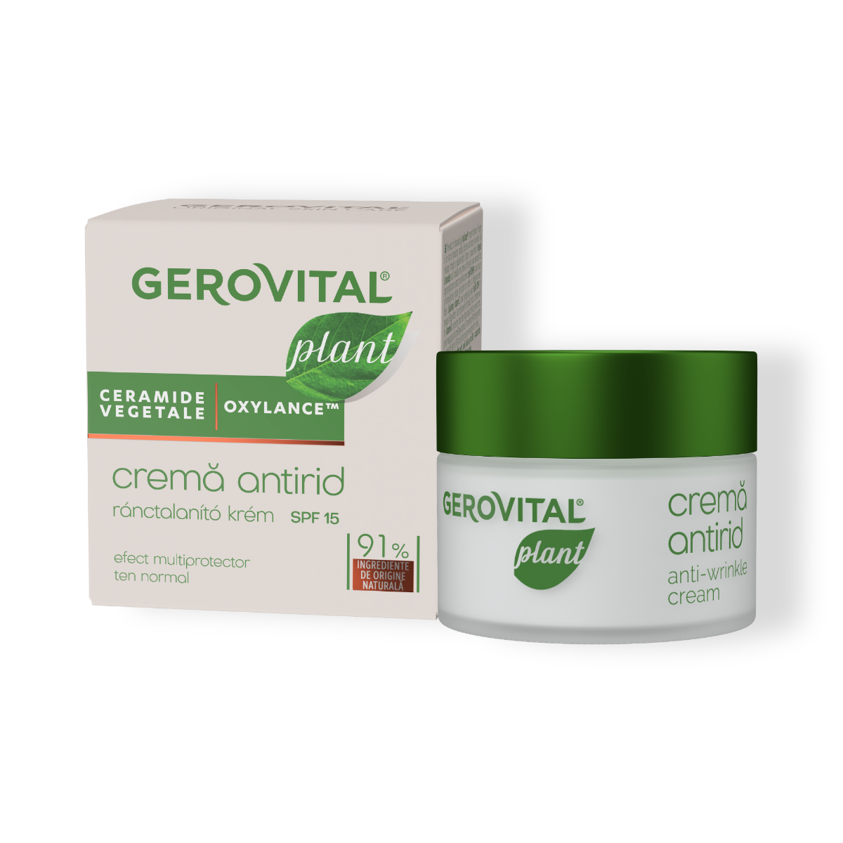 Gerovital Plant Anti-Wrinkle Cream with Vegetable Ceramides + Oxylance™, SPF15 – 50 ml