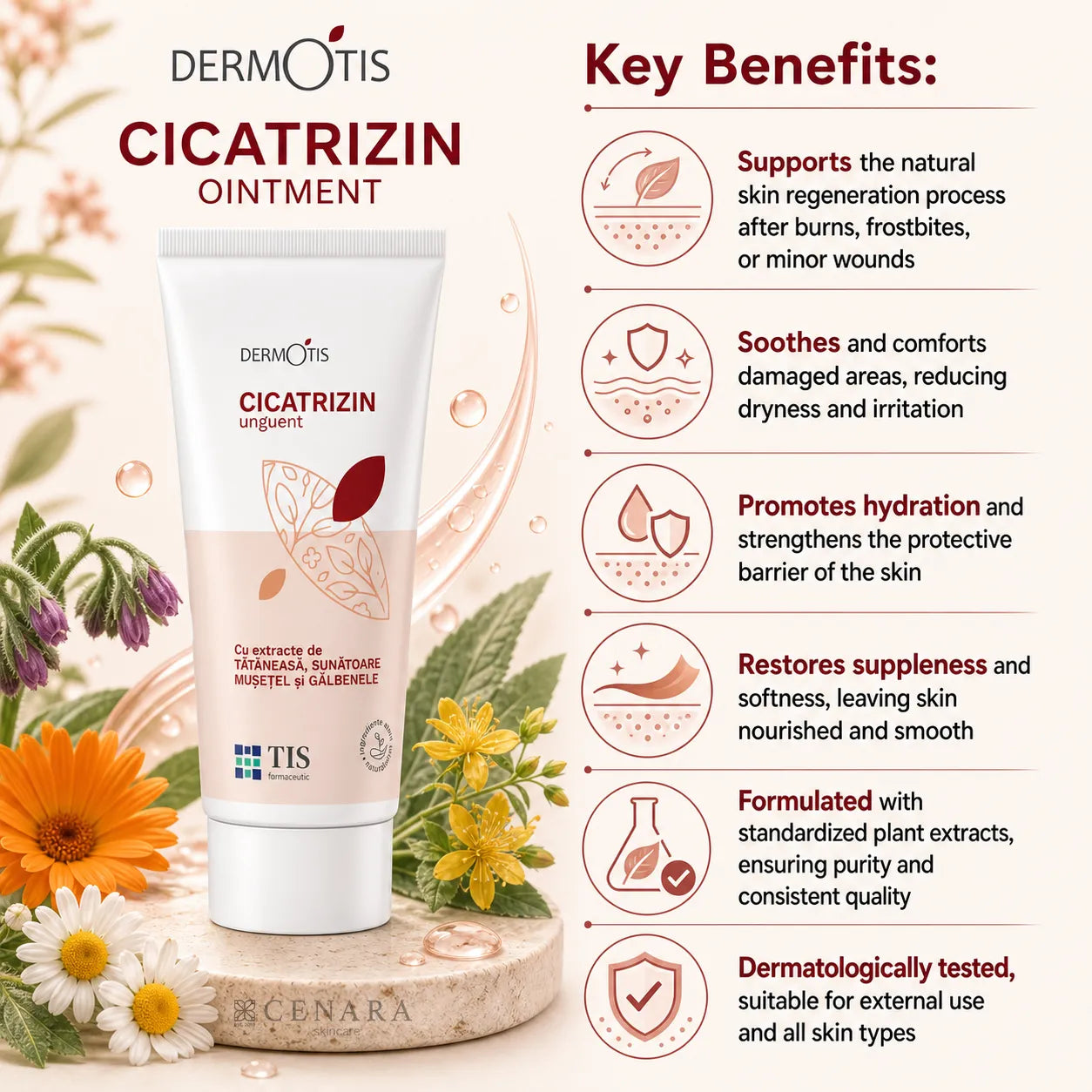 Wounds, frostbites, burns - healing ointment Cicatrizin - DermoTIS - 50ml