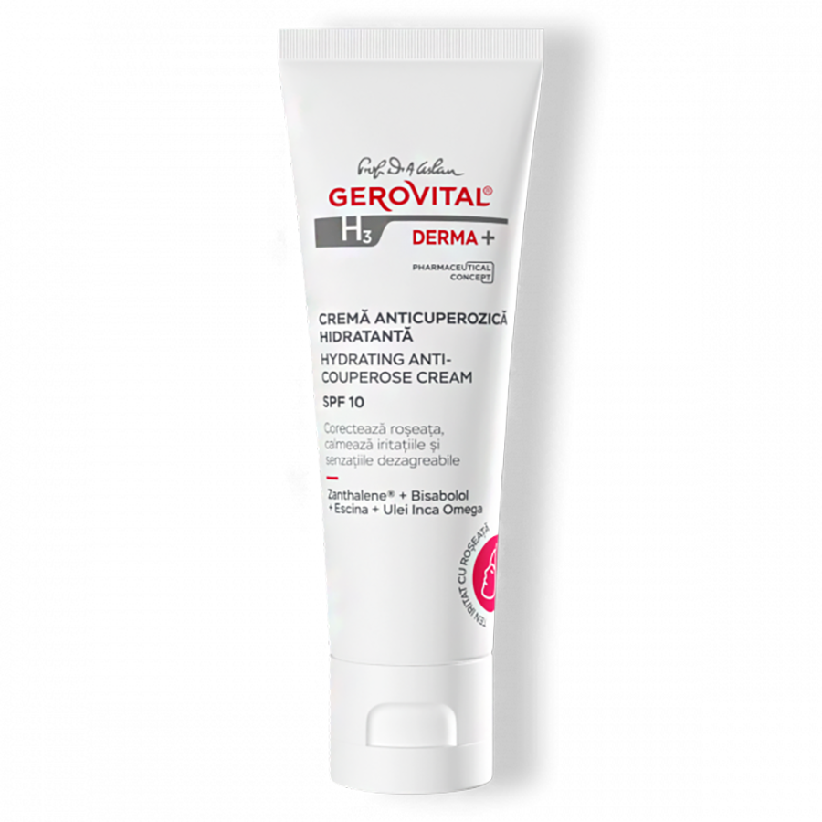 Hydrating Anti-Couperose Cream SPF 10 - Gerovital H3 Derma+ - 50 ml