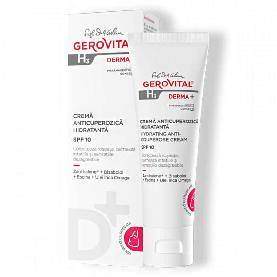 Hydrating Anti-Couperose Cream SPF 10 - Gerovital H3 Derma+ - 50 ml