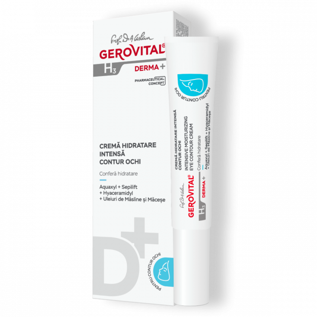 Intensive moisturizing eye contour cream - Gerovital H3 Derma+, 15ml