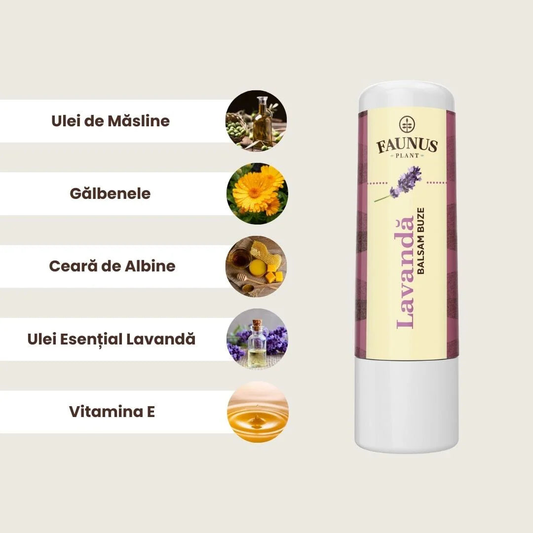 Lavender Lip Balm - Protects, moisturizes and softens lips - Faunus Plant - 5ml