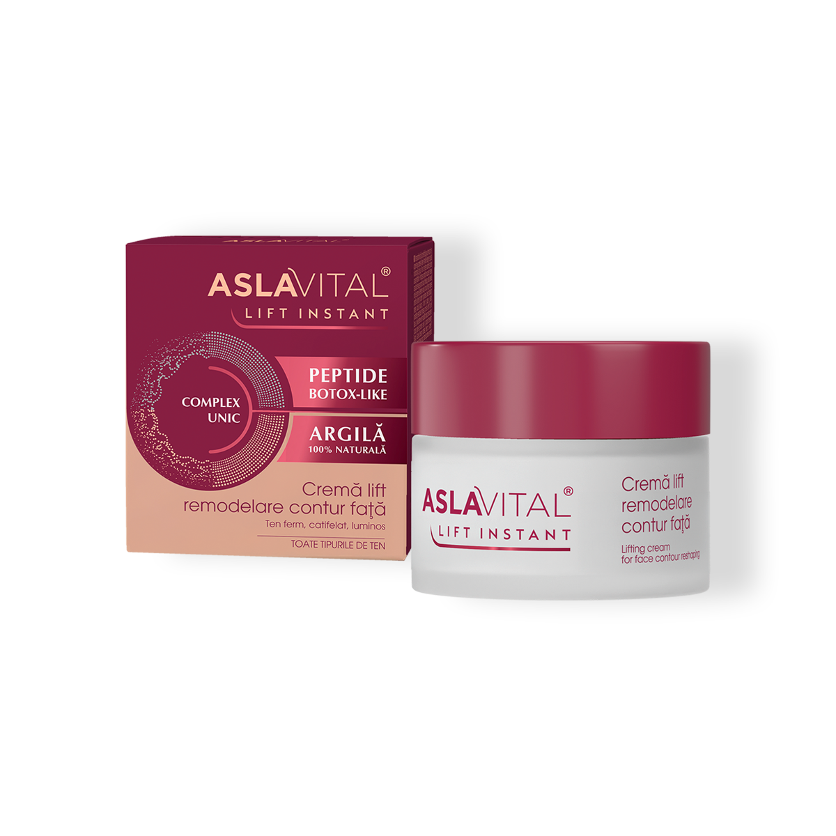 Aslavital Lift Instant cream jar and packaging on a white background