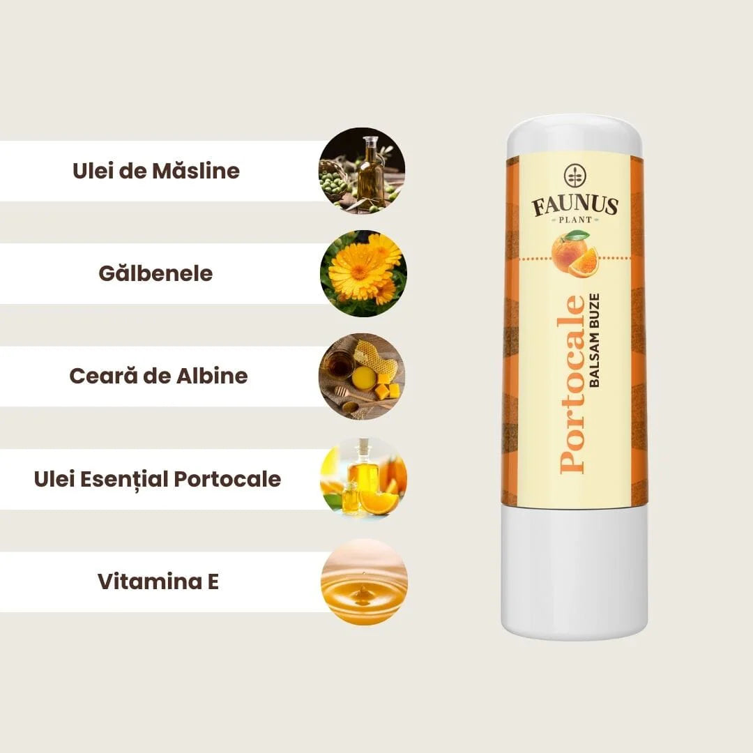 Lip Balm with Oranges - Protects, moisturizes and softens lips in a natural way - Faunus Plant - 5ml