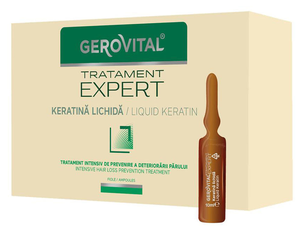 Liquid Keratin - Intensive Hair Loss Prevention Tratament - Gerovital Tratament Expert - 10 vials x 10 ml