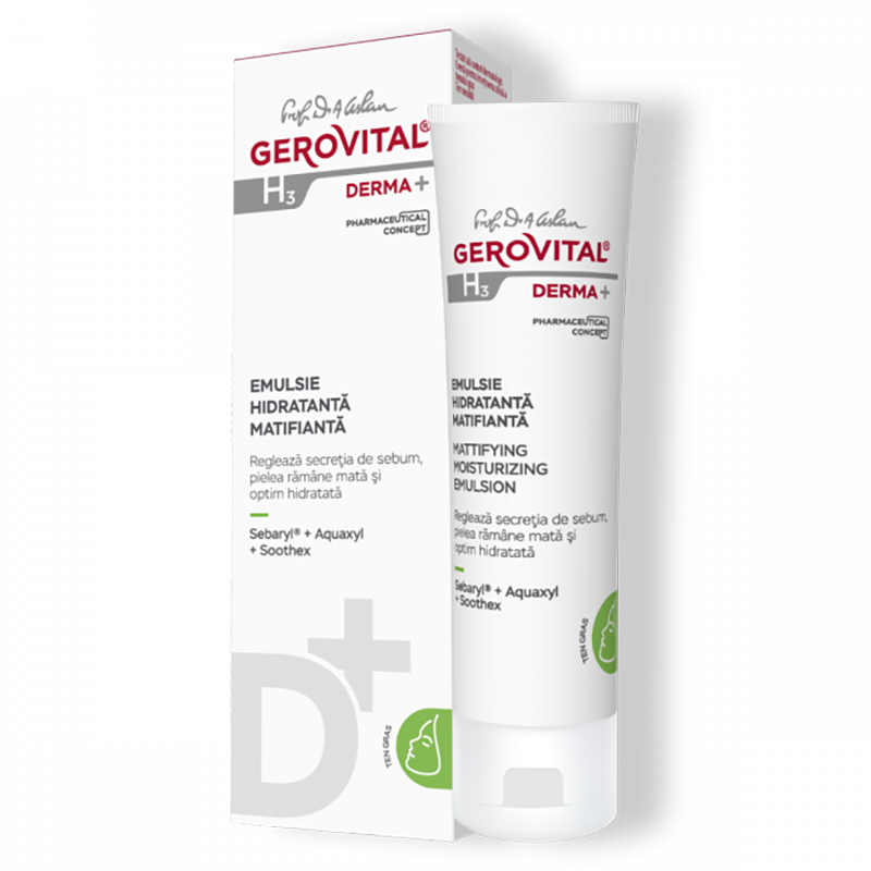 Mattifying Moisturizing Emulsion - Gerovital H3 Derma+ - 50 ml