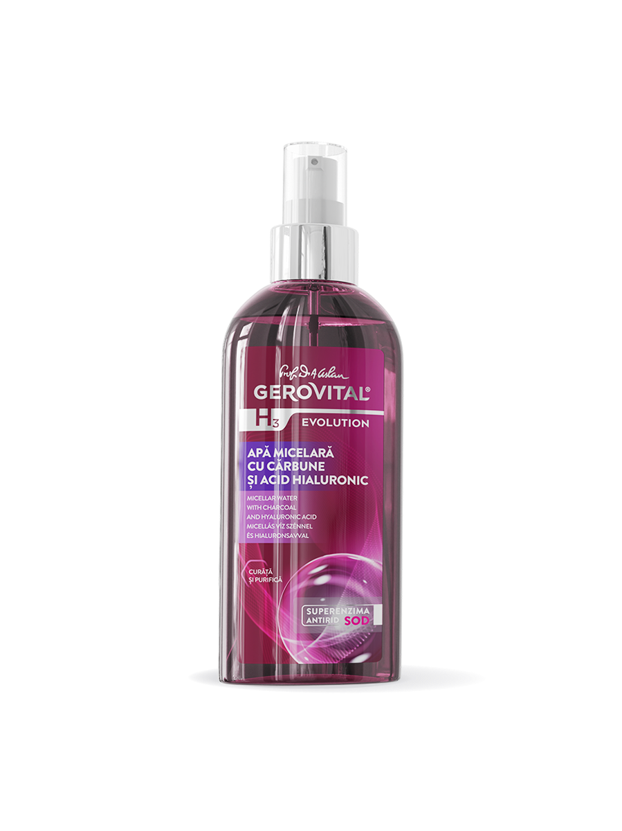 Micellar Water with Charcoal and Hyaluronic Acid - Gerovital H3 Evolution - 150 ml