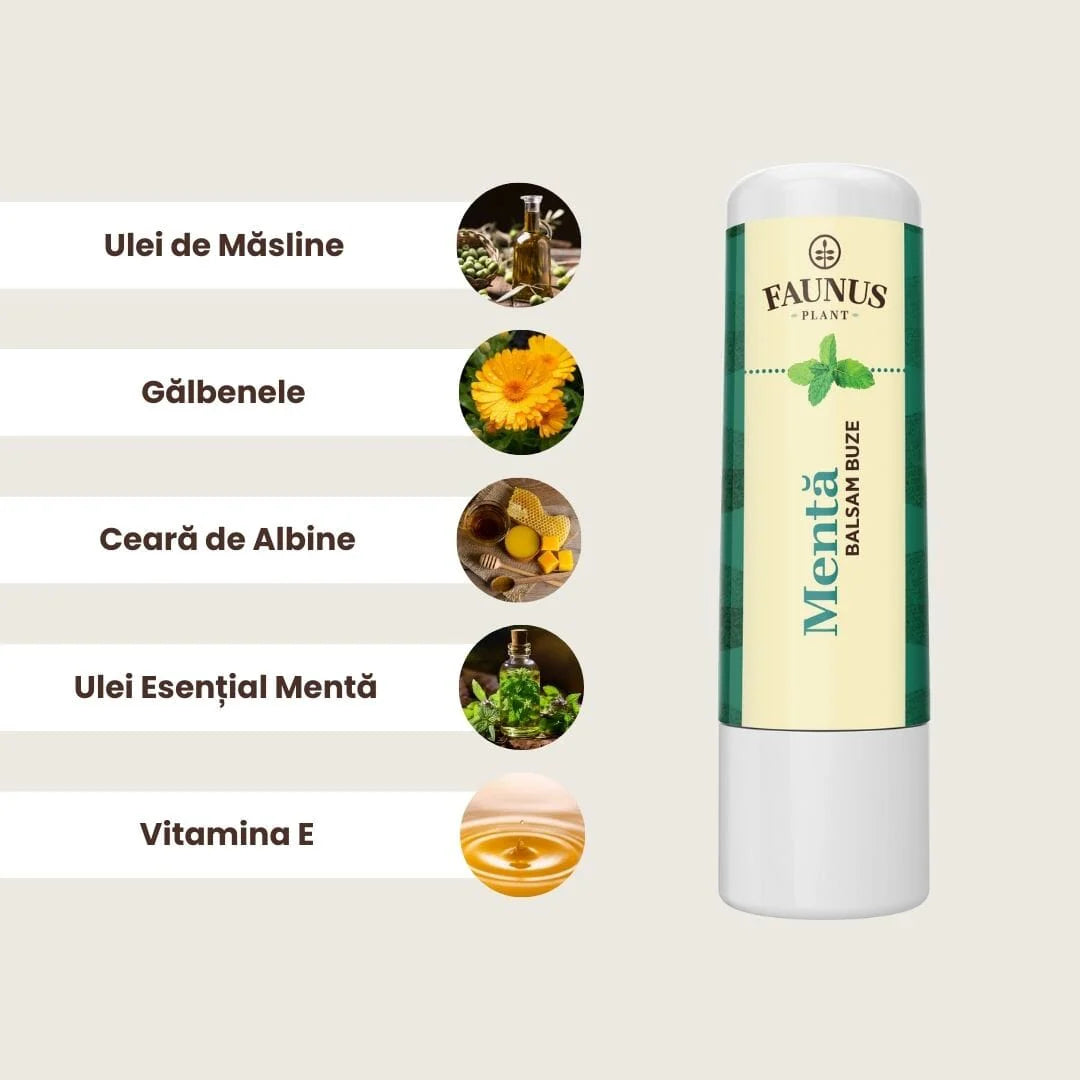 Mint Lip Balm, Protects, moisturizes and softens lips in a natural way - Faunus Plant - 5ml