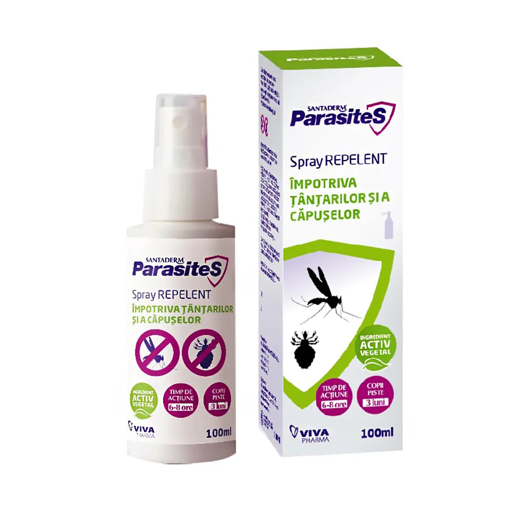Spray repelent pentru țânțari și căpușe – Paraziți Santaderm, 100 ml